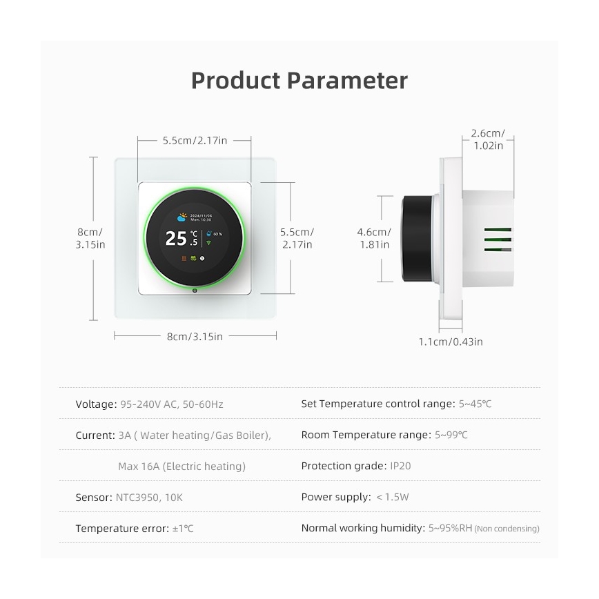 Immax NEO 07534L - Termostat SMART pentru încălzire în pardoseală 230V/3A Wi‑Fi Tuya