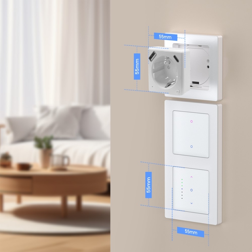 Immax NEO 07544L - Priză inteligentă E 16A/230V cu 1x USB-A și 1x USB-C PD 20W, Tuya Wi‑Fi