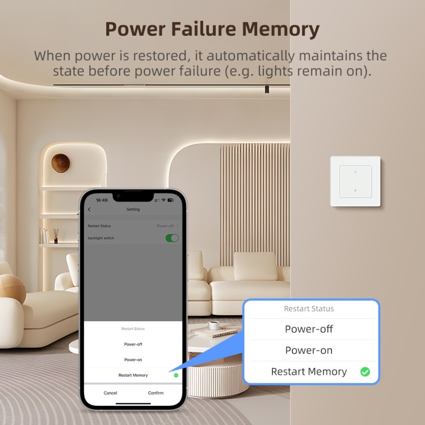 Immax NEO 07549L - Întrerupător inteligent cu 1 buton 230V Tuya