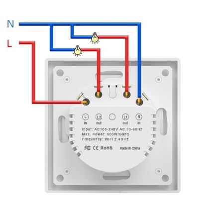 Immax NEO 07550L - Întrerupător SMART cu 2 butoane 230V