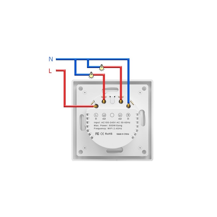 Immax NEO 07550L - Întrerupător SMART cu 2 butoane 230V