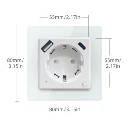 Immax NEO 07552L - Priză inteligentă F 16A/230V + 1xUSB-A+1xUSB C PD 20W