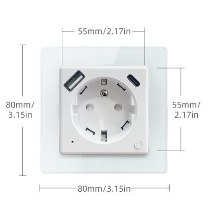 Immax NEO 07553L - Priză inteligentă tip E 16A/230V + 1xUSB-A+1xUSB C PD 20W