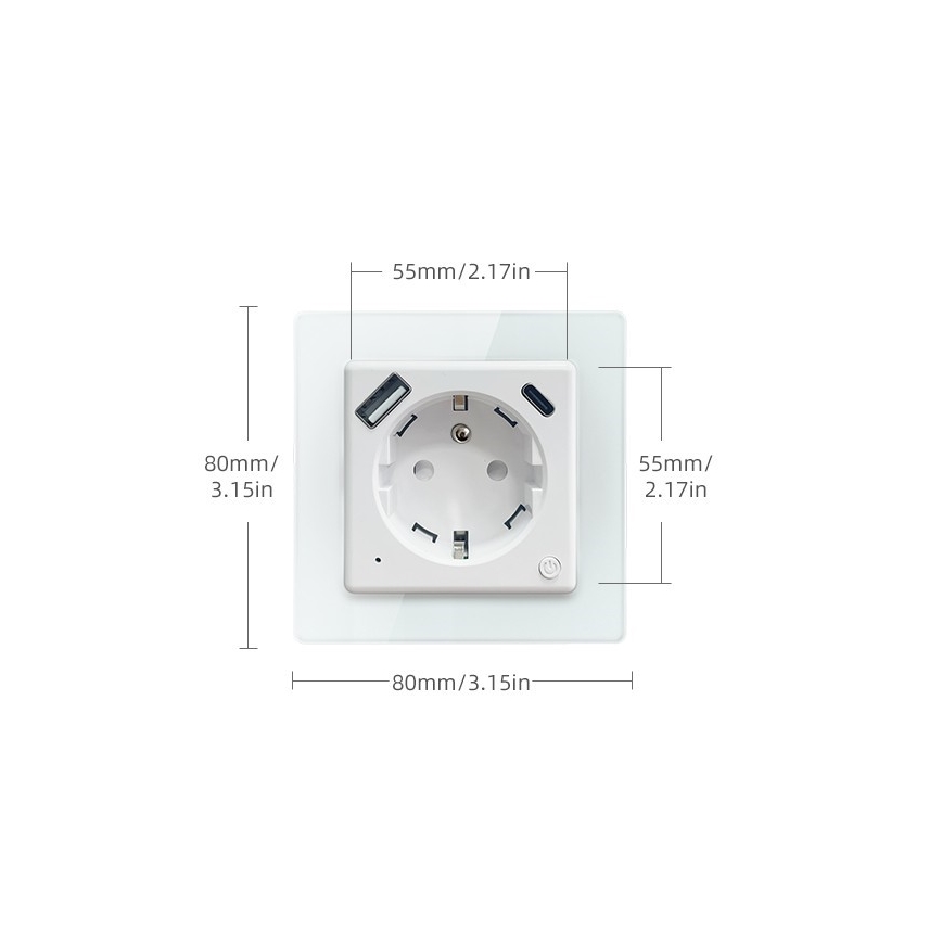 Immax NEO 07553L - Priză inteligentă tip E 16A/230V + 1xUSB-A+1xUSB C PD 20W