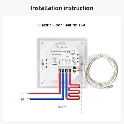 Immax NEO 07555L - Termostat inteligent pentru încălzire electrică în pardoseală 230V/16A Tuya
