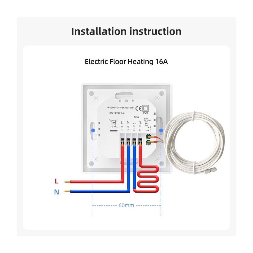 Immax NEO 07555L - Termostat inteligent pentru încălzire electrică în pardoseală 230V/16A Tuya