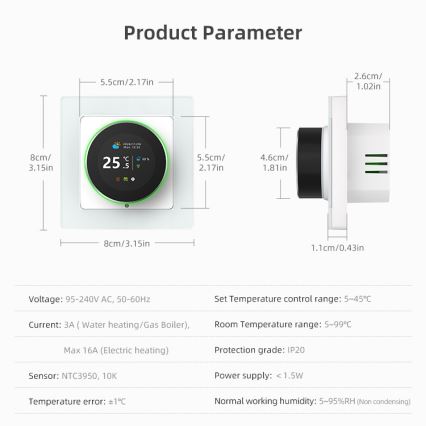 Immax NEO 07555L - Termostat inteligent pentru încălzire electrică în pardoseală 230V/16A Tuya