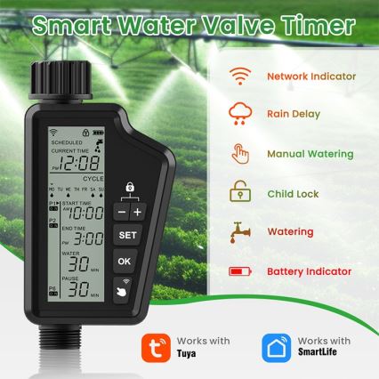 Immax NEO 07556L - Ventil de irigare 4xAA IP65 Wi‑Fi Tuya