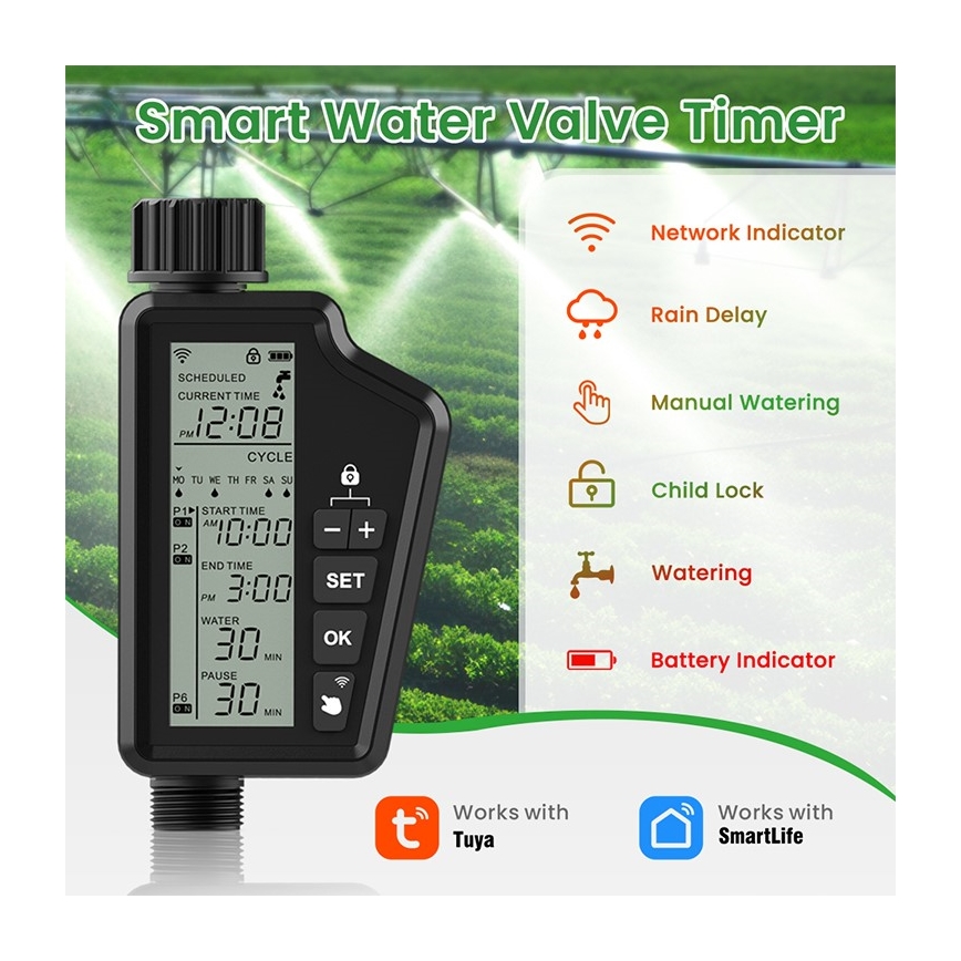 Immax NEO 07556L - Ventil de irigare 4xAA IP65 Wi‑Fi Tuya