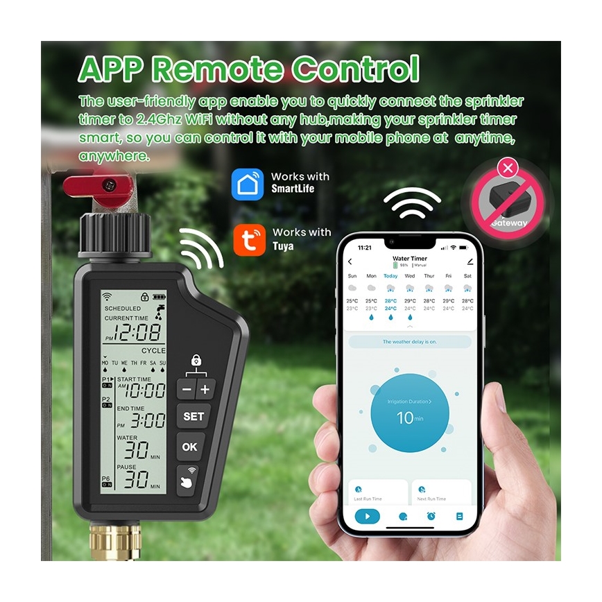 Immax NEO 07556L - Ventil de irigare 4xAA IP65 Wi‑Fi Tuya