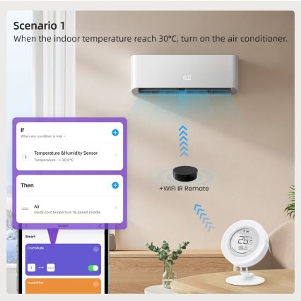 Immax NEO 07557L - Senzor inteligent de temperatură și umiditate, 1xCR2430, Tuya
