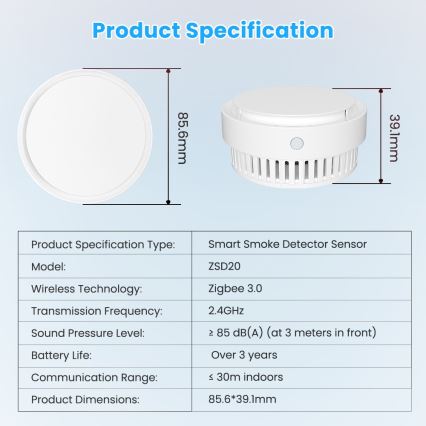 Immax NEO 07558L - Detector de fum 1xCR123A Tuya
