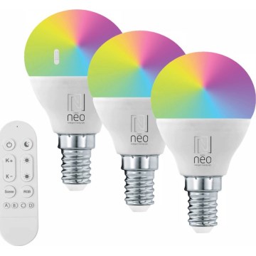Immax NEO 07745CDO - Set de 3 becuri LED dimabile RGB+CCT E14/6W/230V Tuya Wi-Fi + telecomandă