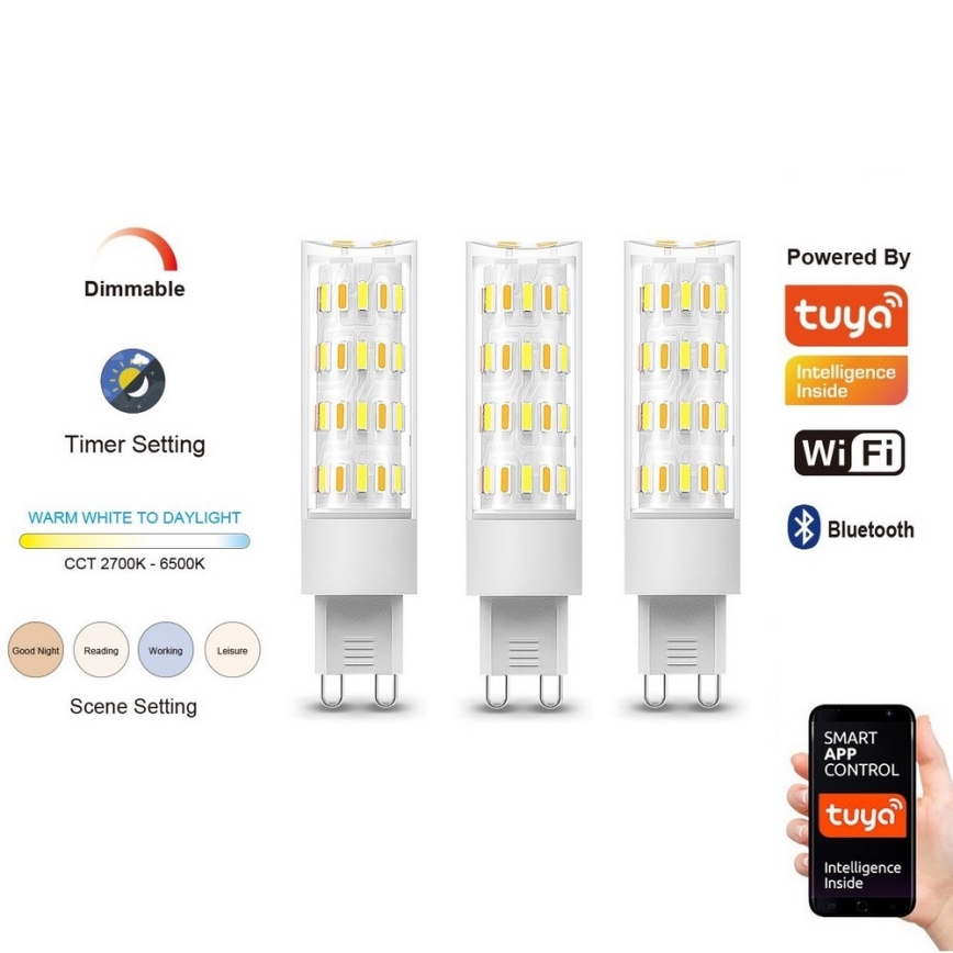 Immax NEO 07763C - SET 3x Bec LED Reglabil NEO LITE G9/4W/230V 2700-6500K Wi-Fi Tuya