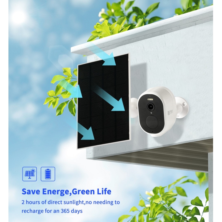 Immax NEO 07802L - Cameră solară inteligentă de exterior cu senzor BARREL, baterie 5000 mAh, Wi-Fi, Tuya, IP65