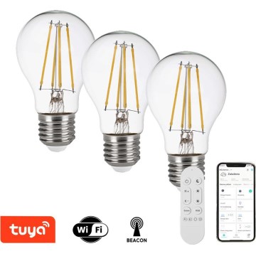Immax NEO 07806CDO - Set de 3 becuri LED CCT dimerizabile E27/7,3W/230V Tuya Wi-Fi + telecomandă