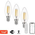 Immax NEO 07807CDO - Set 3x becuri LED CCT reglabile E14/4W/230V Tuya Wi-Fi + telecomandă