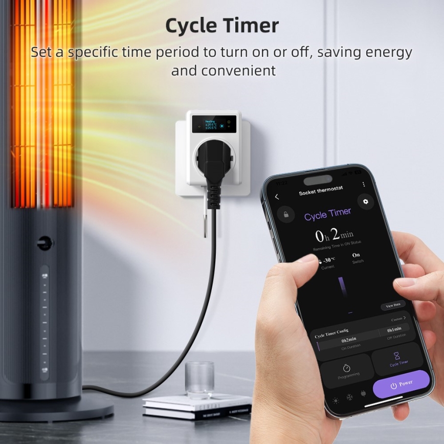 Immax NEO 07811L - Priză inteligentă cu termometru F 3680W Wi-Fi