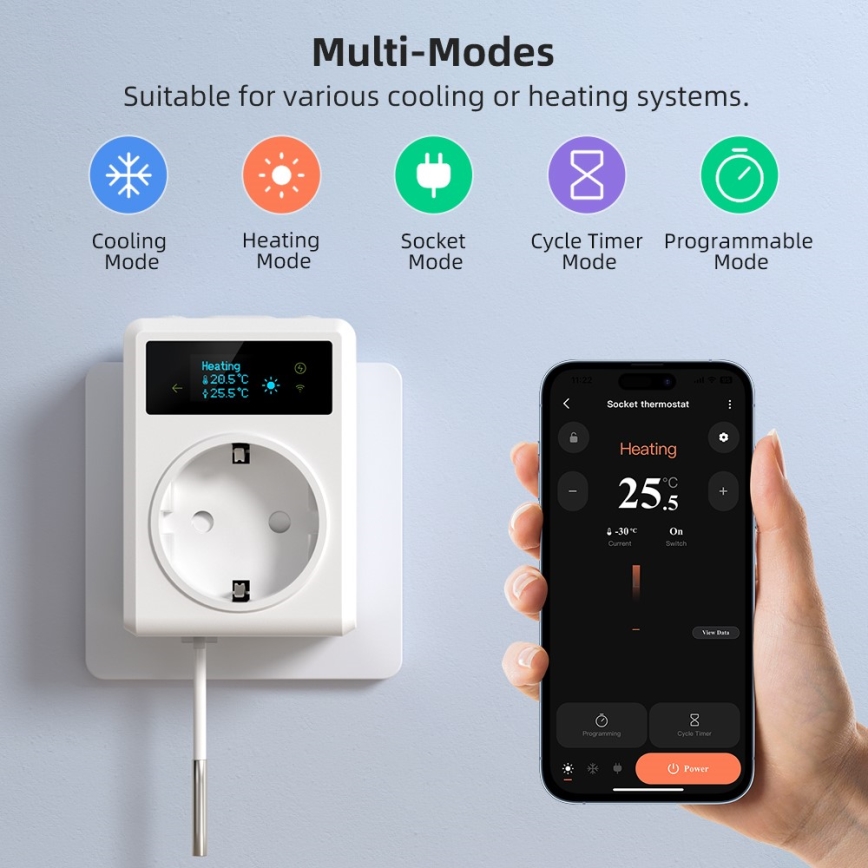 Immax NEO 07811L - Priză inteligentă cu termometru F 3680W Wi-Fi