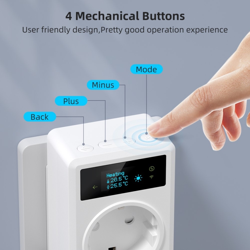 Immax NEO 07811L - Priză inteligentă cu termometru F 3680W Wi-Fi