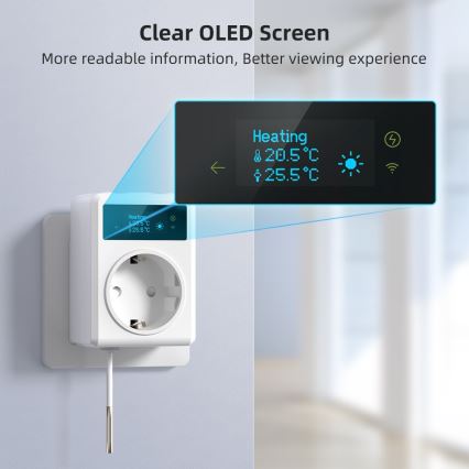 Immax NEO 07811L - Priză inteligentă cu termometru F 3680W Wi-Fi