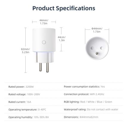 Immax NEO 07812L - Priză inteligentă E 3500W Tuya Wi-Fi