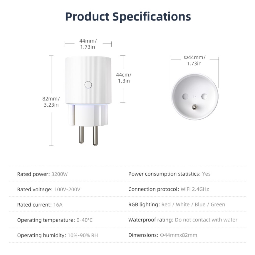 Immax NEO 07812L - Priză inteligentă E 3500W Tuya Wi-Fi