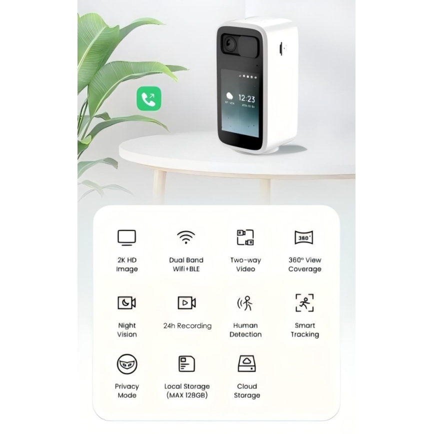 Immax NEO 07814L - Cameră de interior inteligentă cu senzor de 4 MP, alimentare 5V, compatibilă cu Tuya și conectivitate Wi-Fi