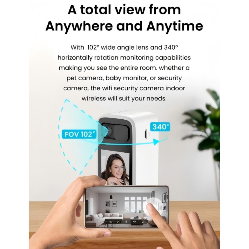 Immax NEO 07814L - Cameră de interior inteligentă cu senzor de 4 MP, alimentare 5V, compatibilă cu Tuya și conectivitate Wi-Fi