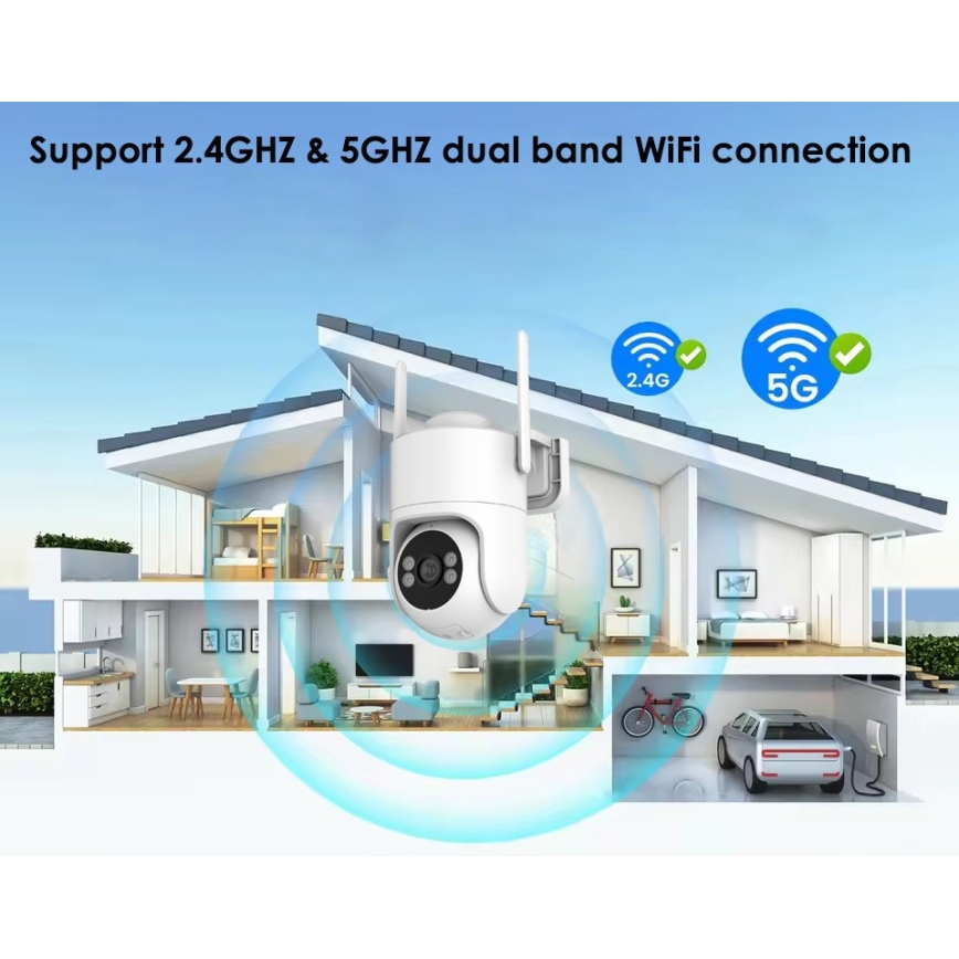 Immax NEO 07819L - Cameră inteligentă de exterior cu senzor de 4 MP, alimentare 5V, IP65, compatibilă cu Tuya Wi-Fi