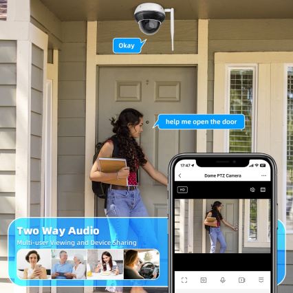 Immax NEO 07825L - Cameră inteligentă de exterior cu senzor DOME 5MP 230V IP66 TUYA Wi‑Fi
