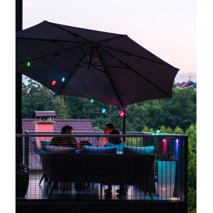 Șir de lumini LED RGB+CCT reglabil pentru exterior GIRLANDA 15xLED/1W/230V 15m Wi-Fi Tuya IP65 + telecomandă