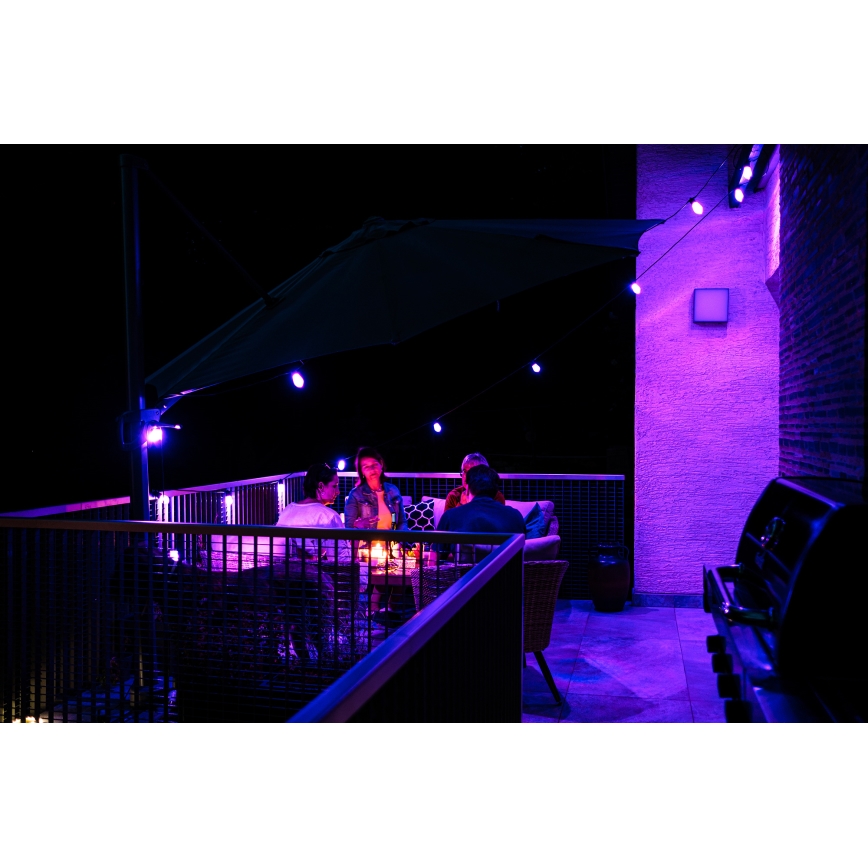 Șir de lumini LED RGB+CCT reglabil pentru exterior GIRLANDA 15xLED/1W/230V 15m Wi-Fi Tuya IP65 + telecomandă