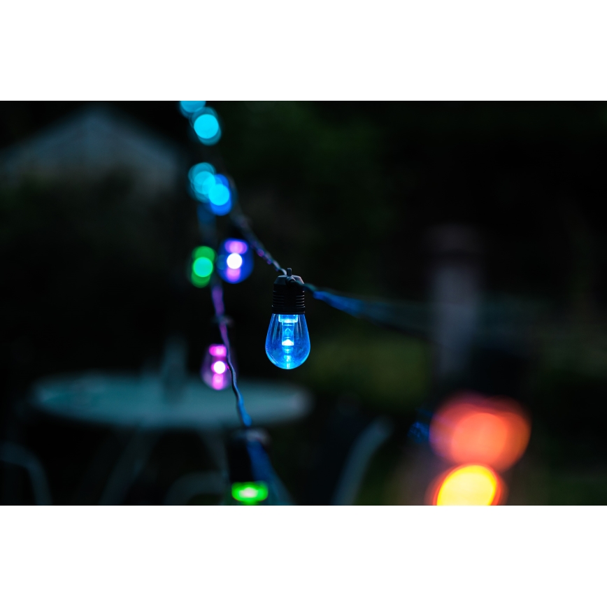 Șir de lumini LED RGB+CCT reglabil pentru exterior GIRLANDA 15xLED/1W/230V 15m Wi-Fi Tuya IP65 + telecomandă