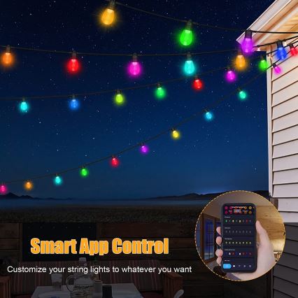 Șir de lumini LED RGB+CCT reglabil pentru exterior GIRLANDA 15xLED/1W/230V 15m Wi-Fi Tuya IP65 + telecomandă