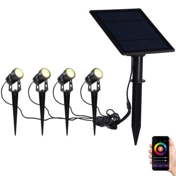 Immax NEO 07903L - Lampă solară LED RGB reglabilă REFLECTORES 4xLED/1W/5,5V IP65 Tuya