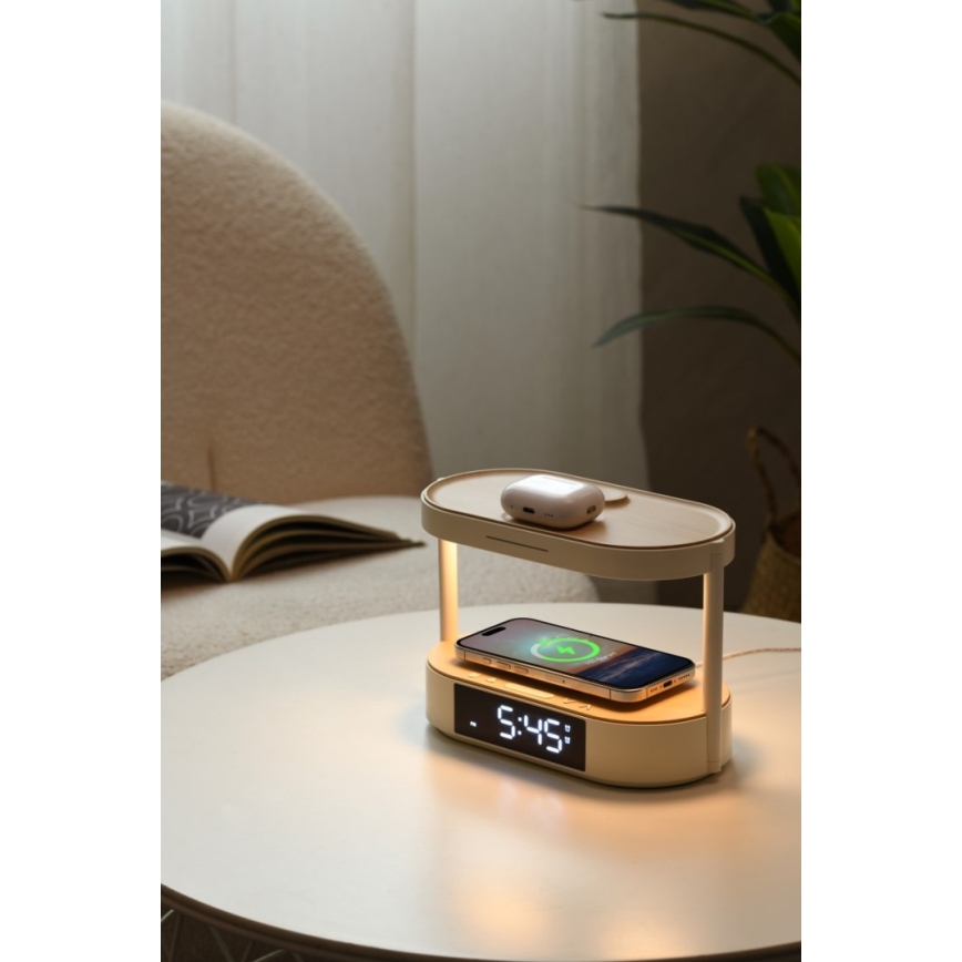 Immax NEO 09111L - Lampă de birou LED reglabilă cu ceas deșteptător și stație de încărcare TRIPLE DOCK LED/1,5W/5V
