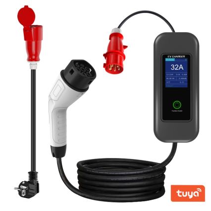 Immax - Stație de încărcare portabilă pentru vehicule electrice EV AC Tip 2 32A/380V 22kW + priză 230V 5m Wi-Fi Tuya