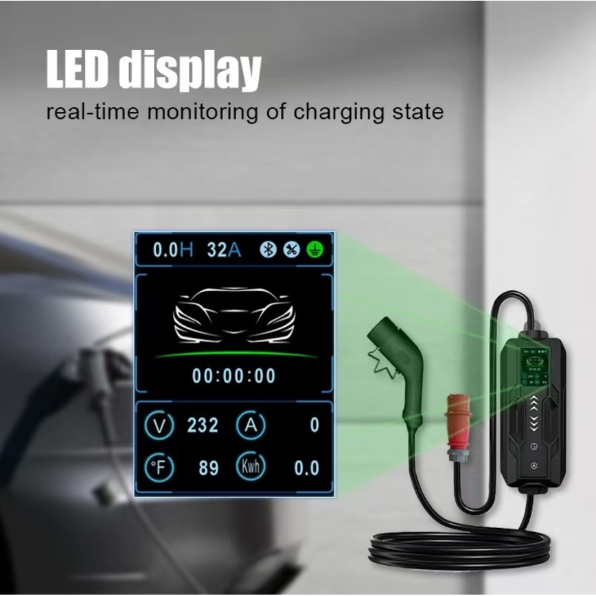 Immax - Stație de încărcare portabilă pentru vehicule electrice EV AC Tip 2 32A/380V 22kW 5m + husă