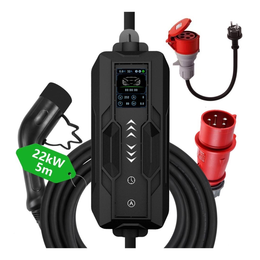 Immax - Stație de încărcare portabilă pentru vehicule electrice EV AC Tip 2 32A/380V 22kW 5m + husă