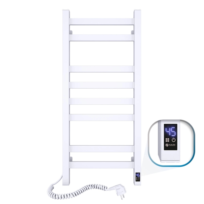 Încălzitor electric pentru prosoape AVANGARD cu termostat, 105 W, 80 x 36 cm, alb, montare pe stânga