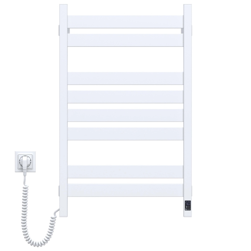 Încălzitor electric pentru prosoape LARGO cu termostat, 168 W, 80 x 50 cm, alb, cu racordare pe partea stângă