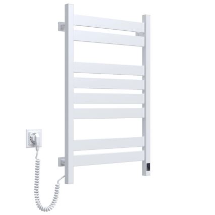 Încălzitor electric pentru prosoape LARGO cu termostat, 168 W, 80 x 50 cm, alb, cu racordare pe partea stângă