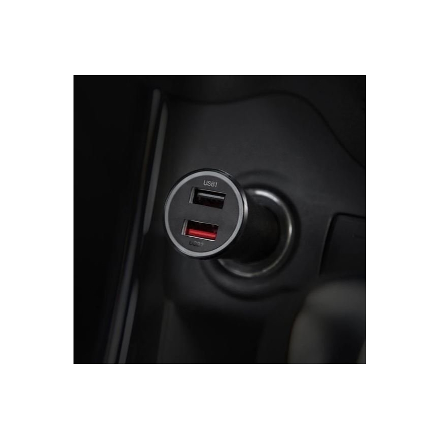 Încărcător auto QUICK 2xUSB 37W/12-24V negru Xiaomi