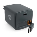 Încărcător cu cablu retractabil Power Delivery 30 W, 2 x USB-C, negru
