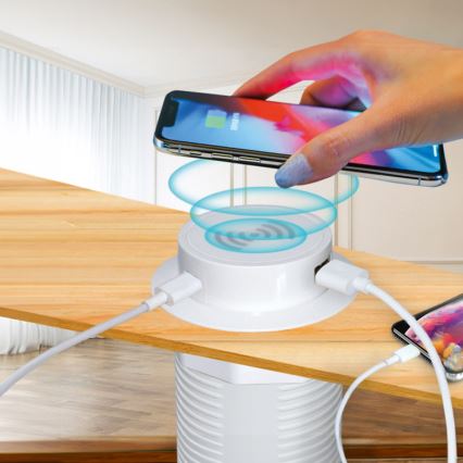 Încărcător fără fir încorporabil + USB A+C alb