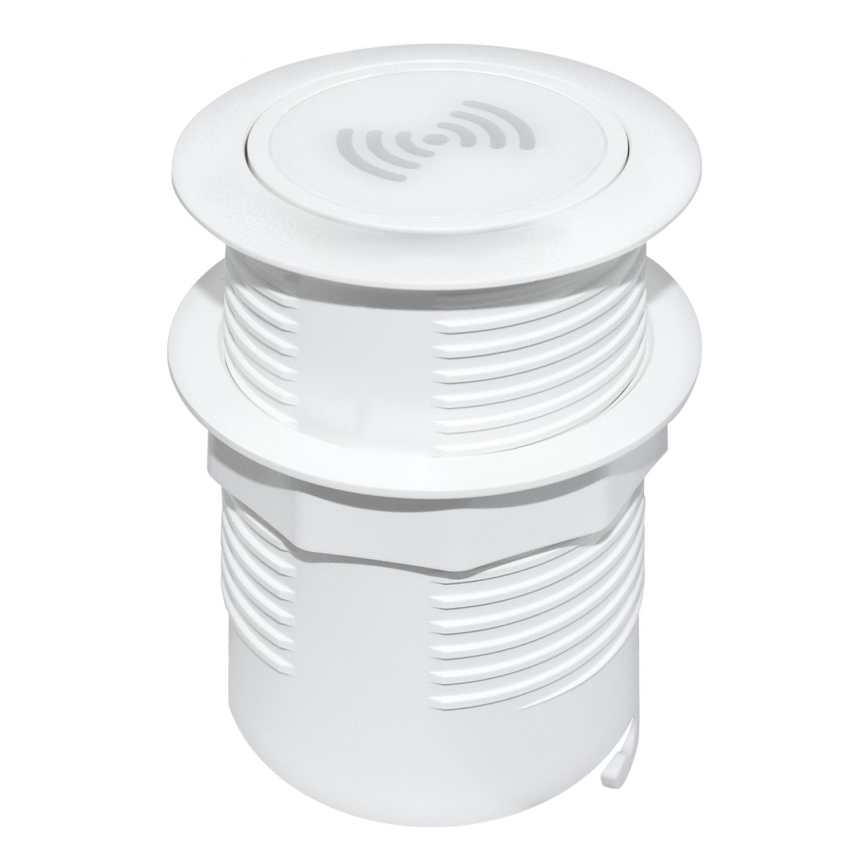 Încărcător fără fir încorporabil + USB A+C alb