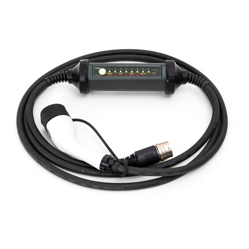 Încărcător portabil pentru vehicule electrice cu 4 adaptoare Type 2 32A/480V 22kW 5m IP67