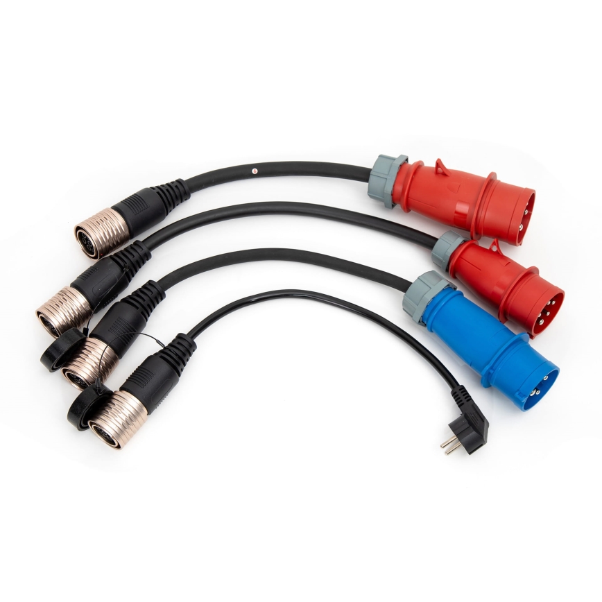 Încărcător portabil pentru vehicule electrice cu 4 adaptoare Type 2 32A/480V 22kW 5m IP67