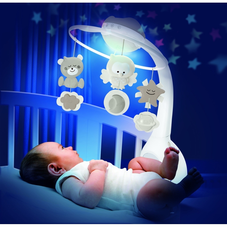 Infantino - Carusel muzical 3în1 pentru pătuț, 3xAAA, maro